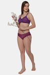 Intimacy Double Layered Non Wired Full Coverage Lace Bra - Dark Purple — thumbnail 5